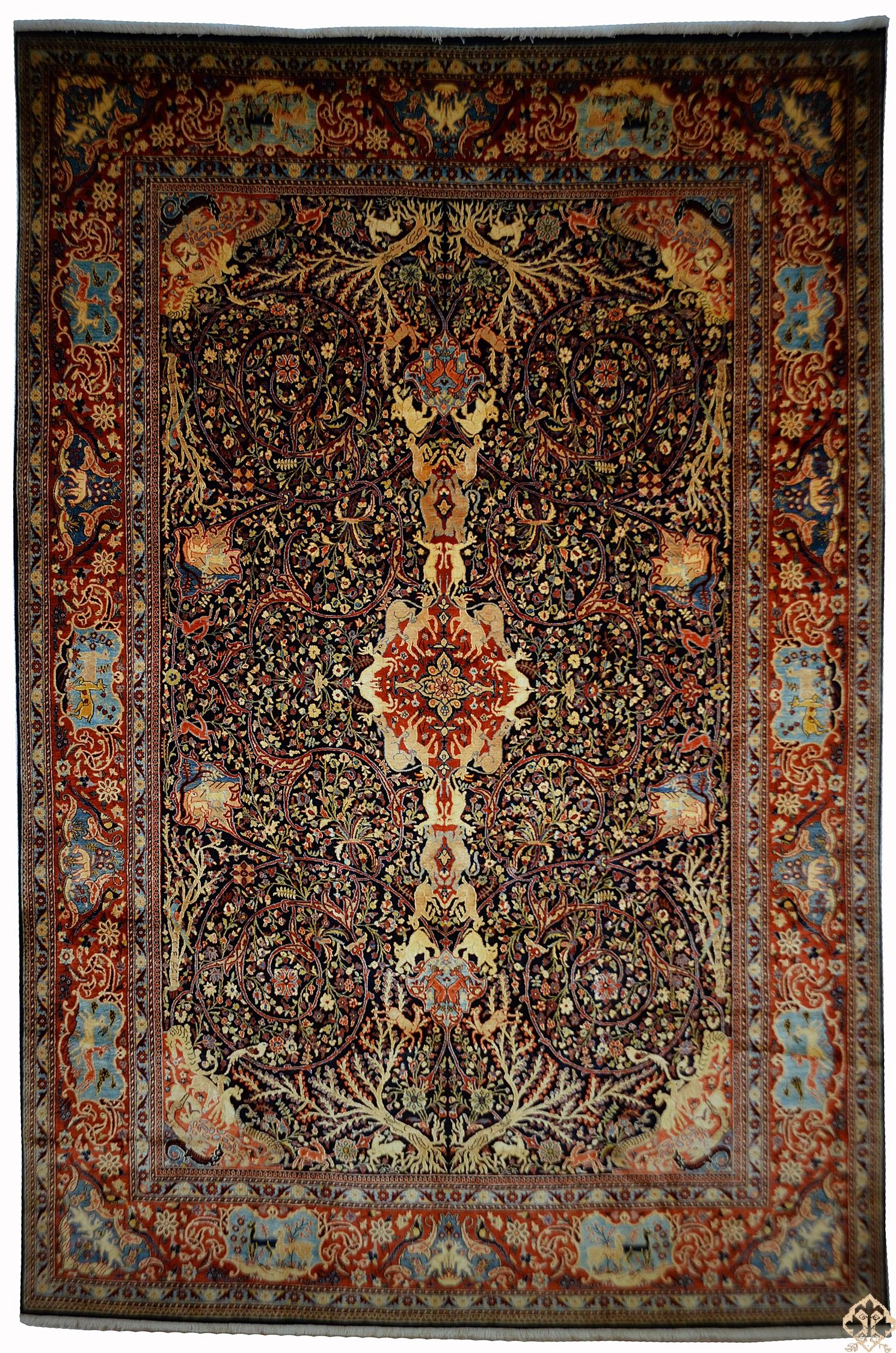 BT24898 Isfahan "Medallion & Animals" detail photo