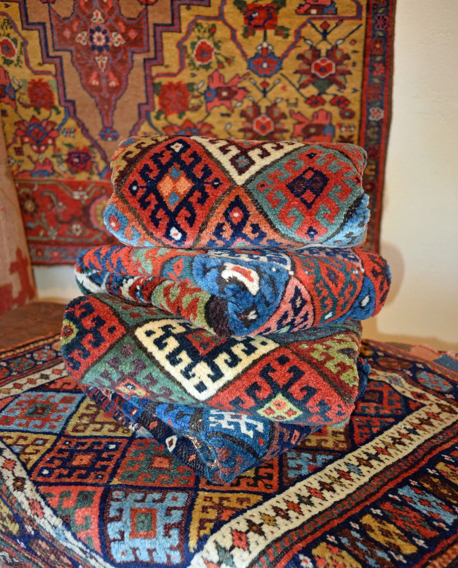 Stack of antique Jaff Kurd bags
